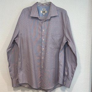 Joseph Abboud Non Iron Cotton Button Up Shirt MultiColor Plaid Long Sleeve Sz XL